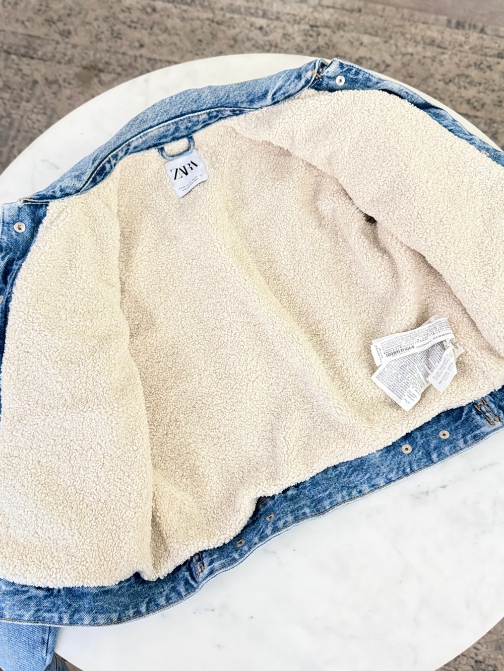 Zara Light Blue Denim Sherpa Jacket - Picture 5 of 7